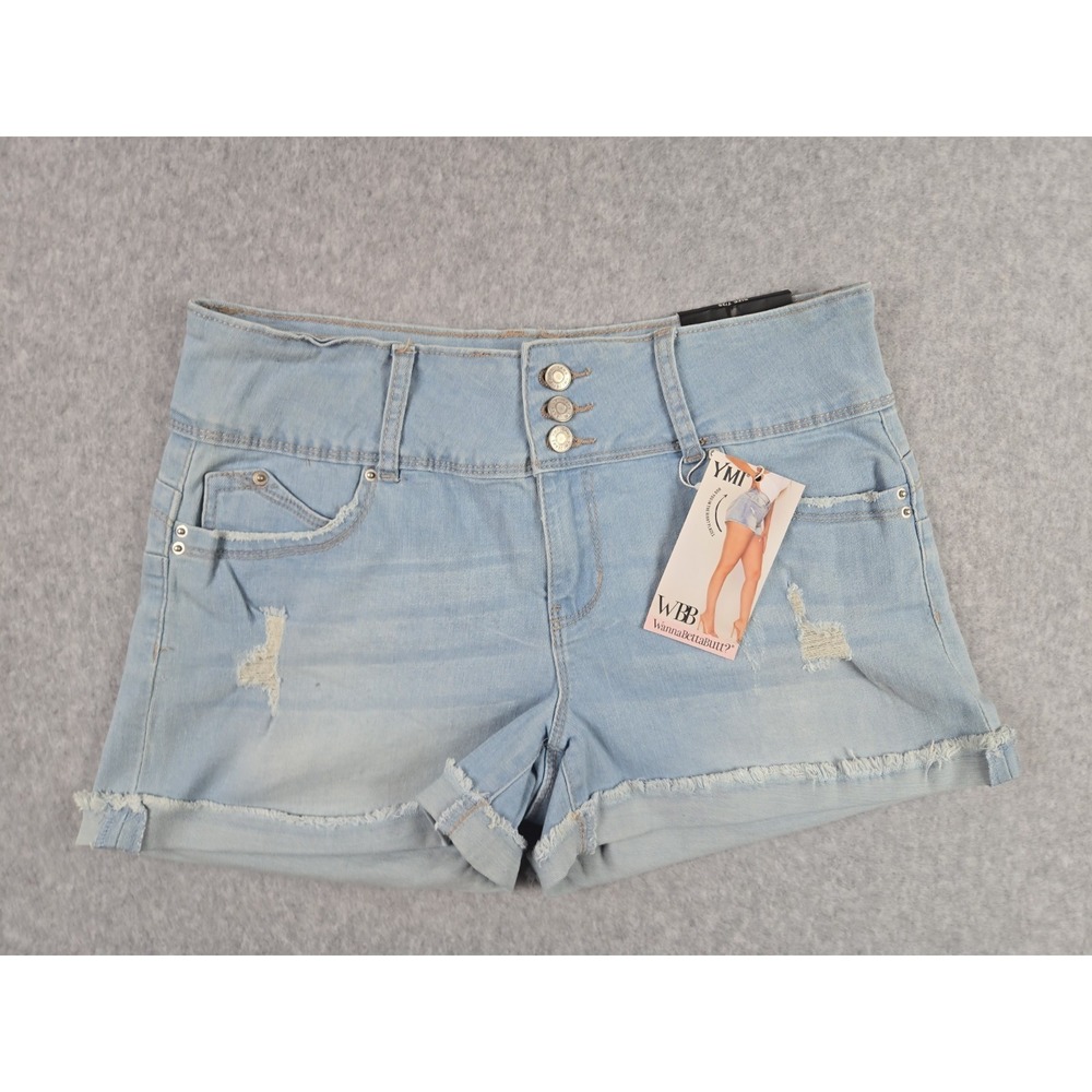 YMI Wanna Betta Butt Womens Size 7 Denim Jean Shorts Distressed Stretch NWT